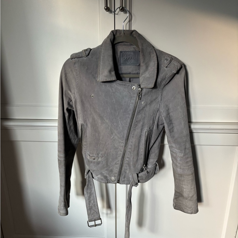 Blank NYC Women's Gray Leather Jacket